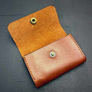 Business card holder - Orange leather business card holder